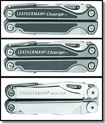 New Leatherman Charge Ti, Charge XTi and Wave (top to bottom)