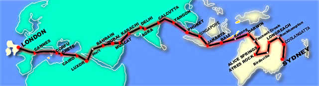 Lodon to Sydney Air Race Route