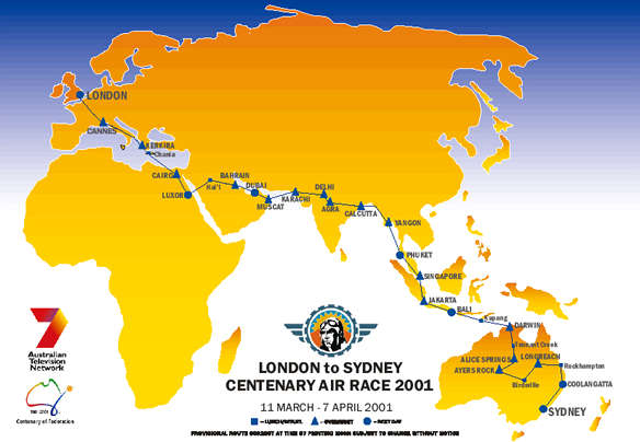 London to Sydney Route Map