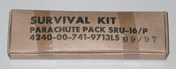 SRU-16/P Parachute Pack Survival Kit - Inner Cardboard Box