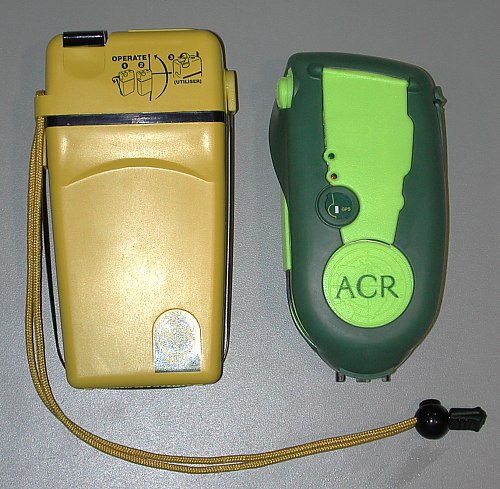 ACR GyPSI (left) TerraFix 406 GPS I/O PLB prototype (right)